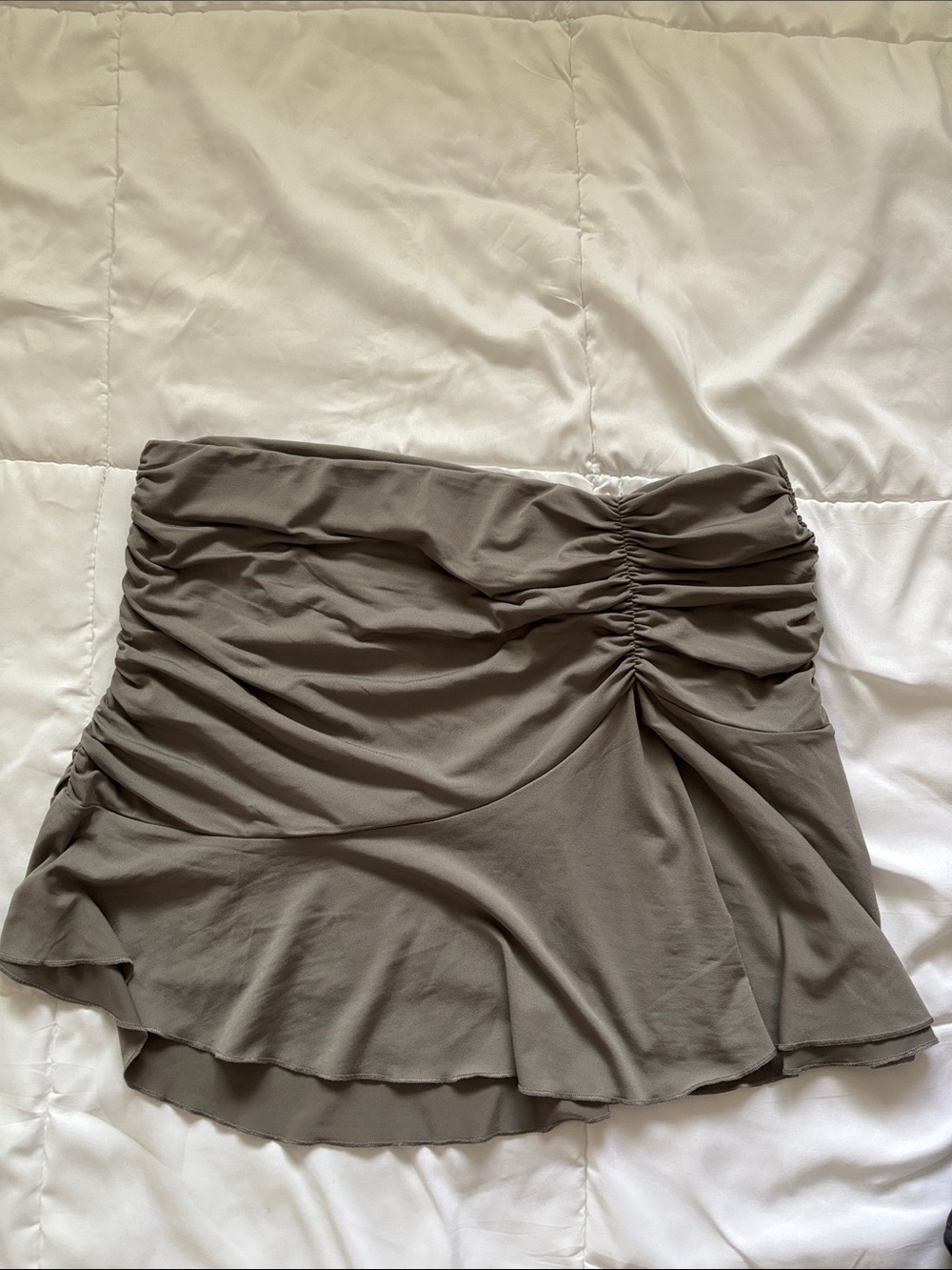 Ruching Detail Grey Mini Skirt